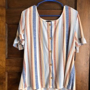 Striped Button-Down Blouse